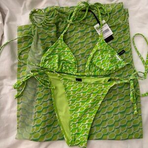 Kendall + Kylie Green 3 Piece Bikini Set